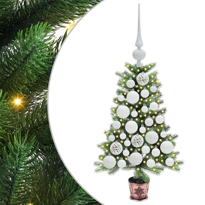 Julgran med 150 LED-lampor med stativ Grön 65 cm PE
