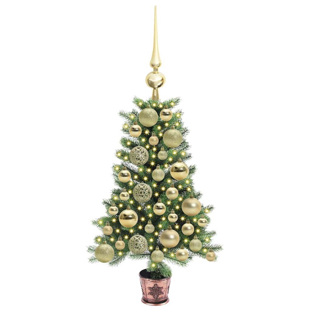 Julgran med 150 LED-lampor med stativ Grön 65 cm PE