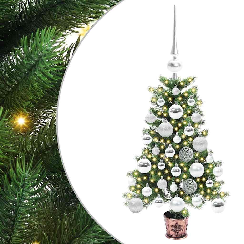 Julgran med 150 LED-lampor med stativ Grön 65 cm PE