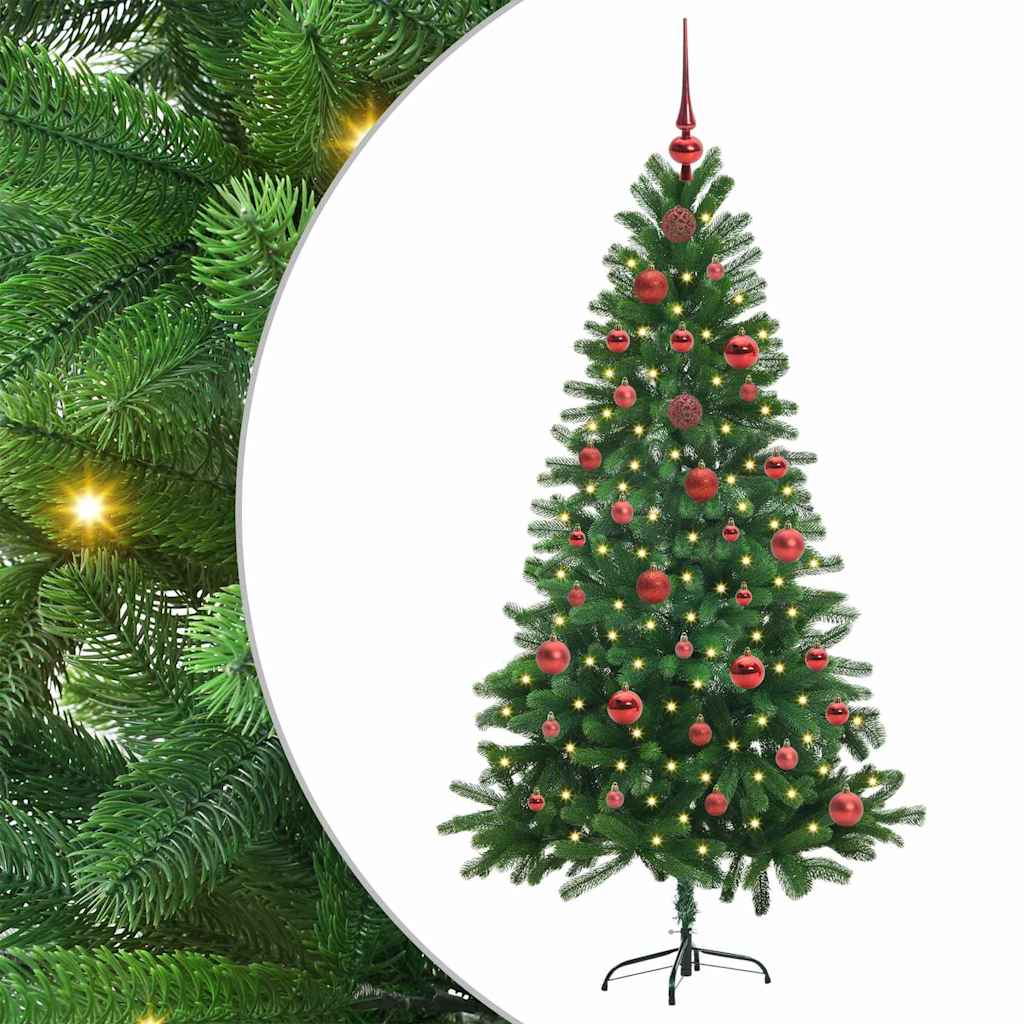 Julgran med 150 LED-lampor med stativ Grön 150 cm PE