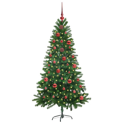 Julgran med 150 LED-lampor med stativ Grön 150 cm PE