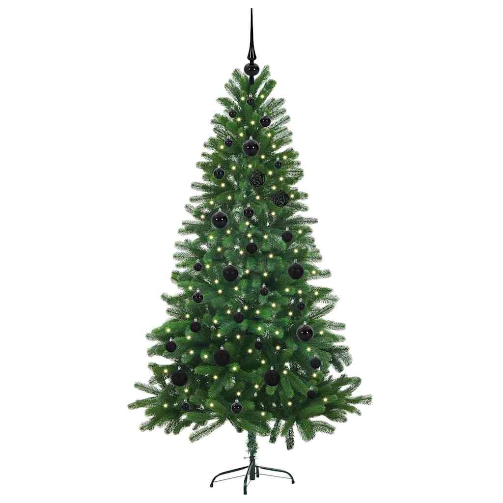 Julgran med 150 LED-lampor med stativ Grön 150 cm PE