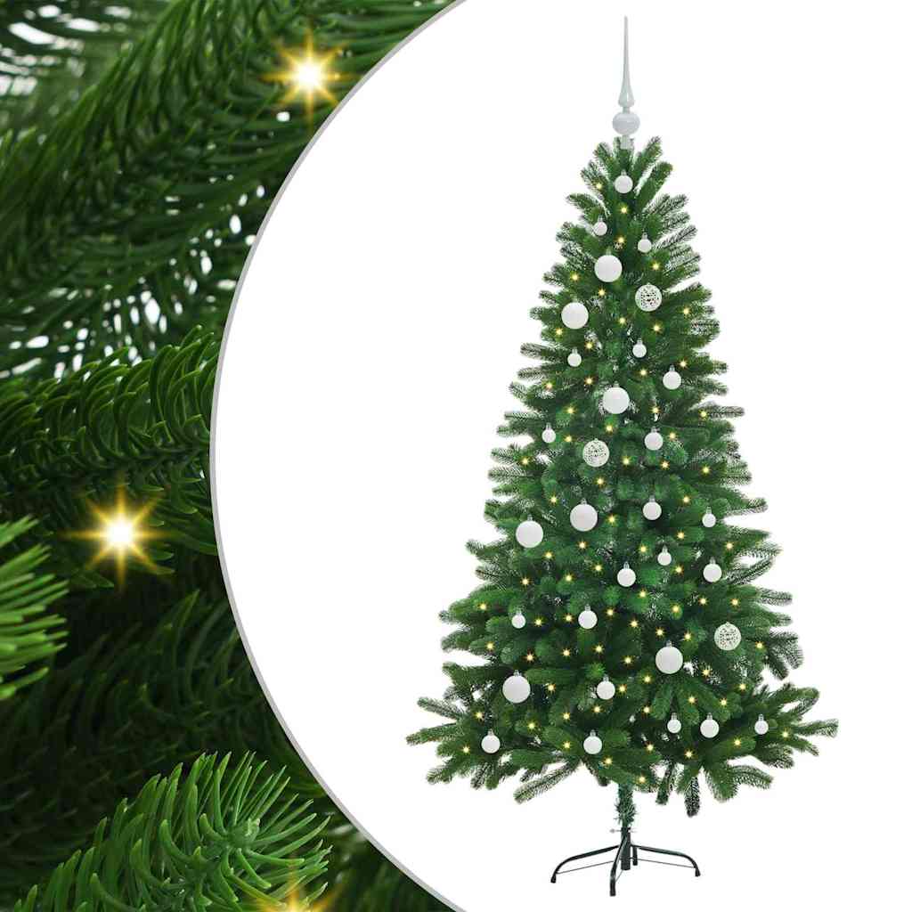 Julgran med 150 LED-lampor med stativ Grön 150 cm PE