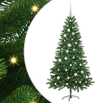Julgran med 150 LED-lampor med stativ Grön 150 cm PE