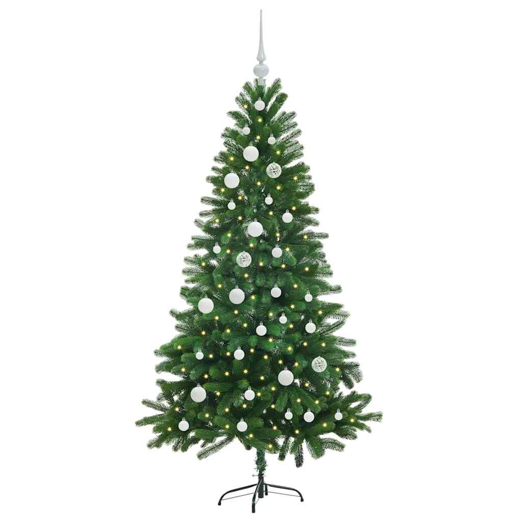 Julgran med 150 LED-lampor med stativ Grön 150 cm PE