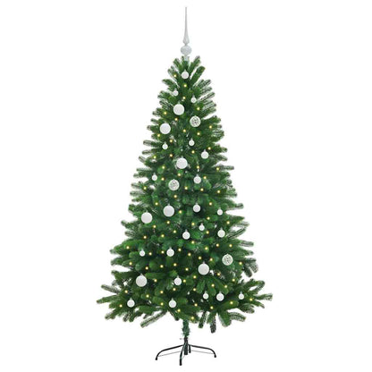 Julgran med 150 LED-lampor med stativ Grön 150 cm PE