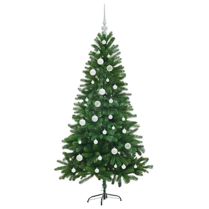 Julgran med 150 LED-lampor med stativ Grön 150 cm PE