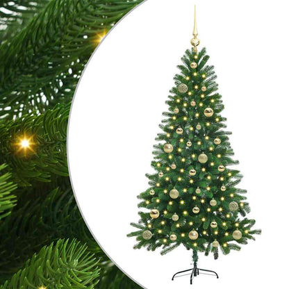 Julgran med 150 LED-lampor med stativ Grön 150 cm PE
