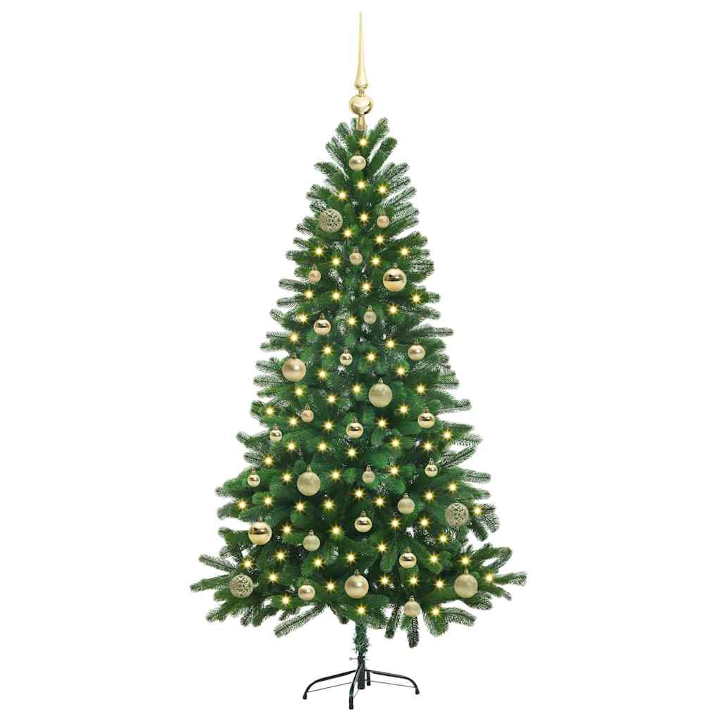 Julgran med 150 LED-lampor med stativ Grön 150 cm PE