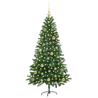 Julgran med 150 LED-lampor med stativ Grön 150 cm PE
