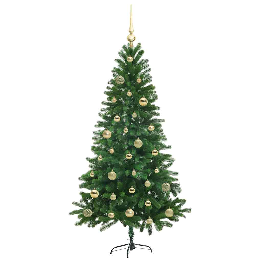 Julgran med 150 LED-lampor med stativ Grön 150 cm PE