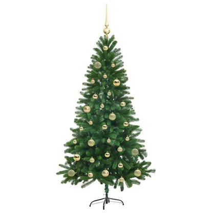 Julgran med 150 LED-lampor med stativ Grön 150 cm PE