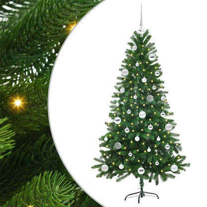 Julgran med 150 LED-lampor med stativ Grön 150 cm PE