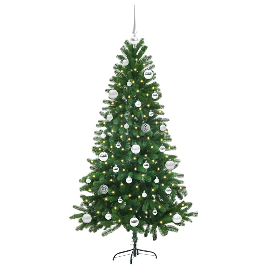 Julgran med 150 LED-lampor med stativ Grön 150 cm PE