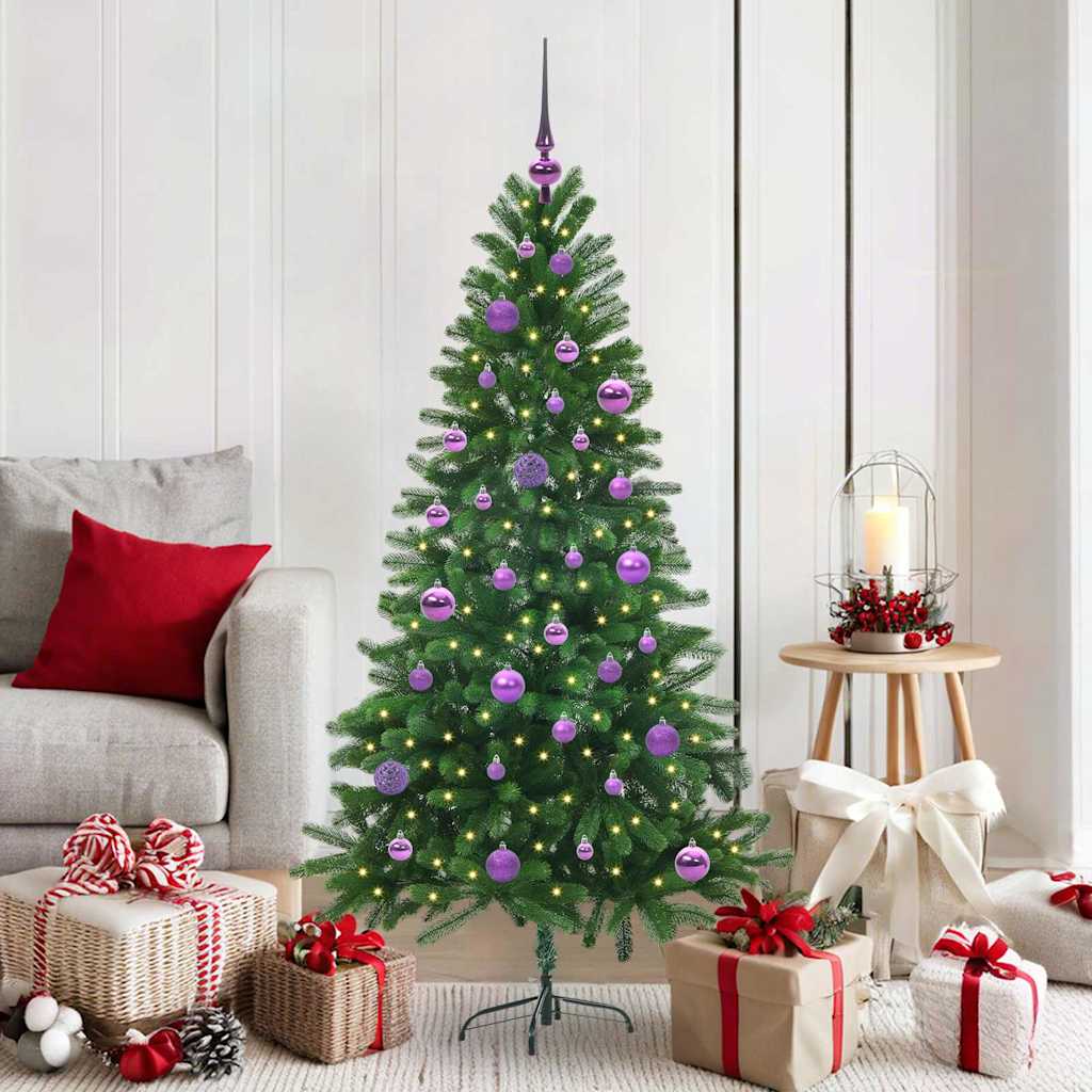 Julgran med 150 LED-lampor med stativ Grön 150 cm PE