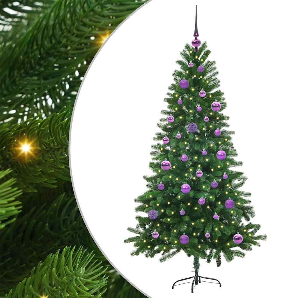 Julgran med 150 LED-lampor med stativ Grön 150 cm PE