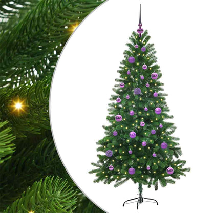 Julgran med 150 LED-lampor med stativ Grön 150 cm PE