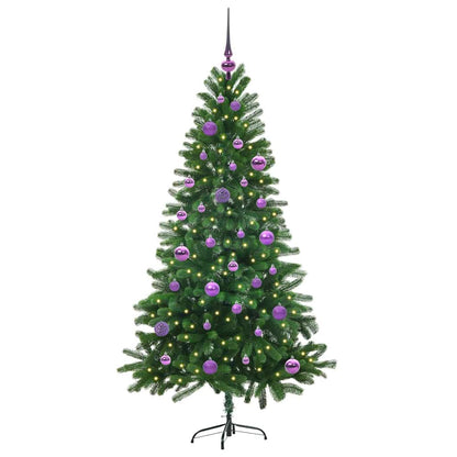 Julgran med 150 LED-lampor med stativ Grön 150 cm PE