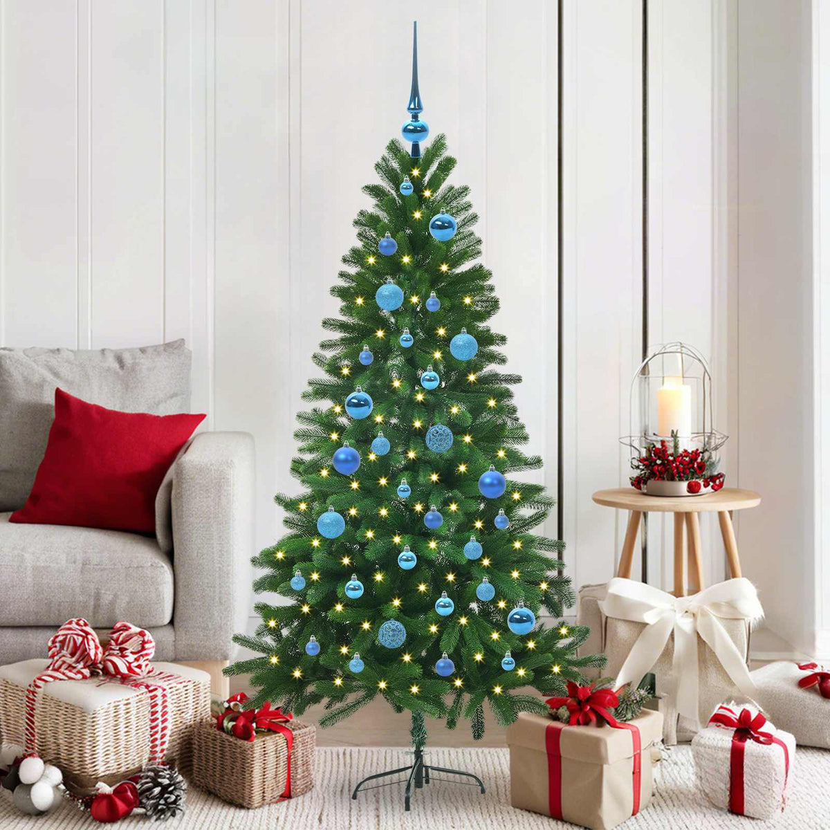 Julgran med 150 LED-lampor med stativ Grön 150 cm PE