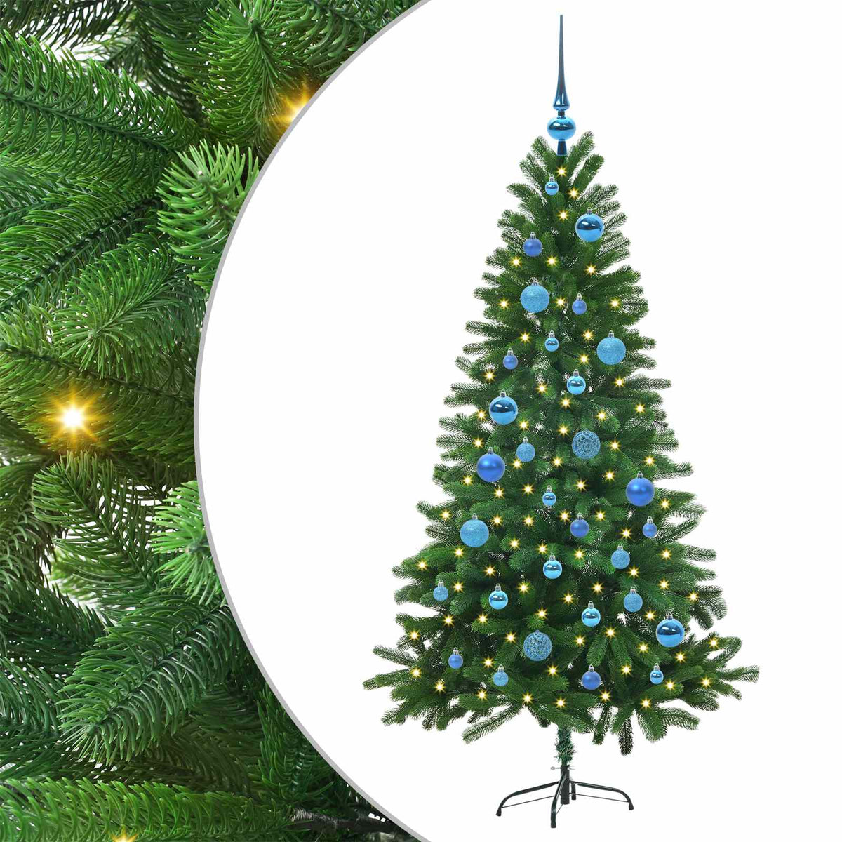 Julgran med 150 LED-lampor med stativ Grön 150 cm PE