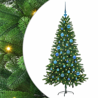 Julgran med 150 LED-lampor med stativ Grön 150 cm PE