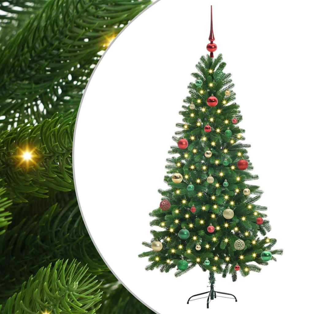 Julgran med 150 LED-lampor med stativ Grön 150 cm PE