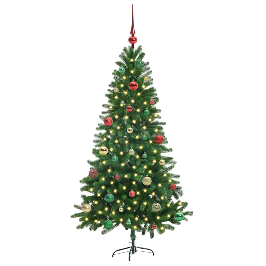 Julgran med 150 LED-lampor med stativ Grön 150 cm PE