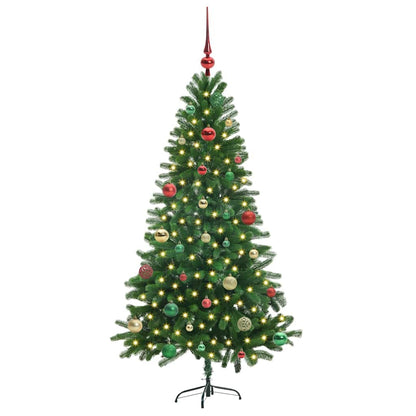 Julgran med 150 LED-lampor med stativ Grön 150 cm PE
