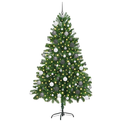 Julgran med 300 LED-lampor med stativ Grön 180 cm PE