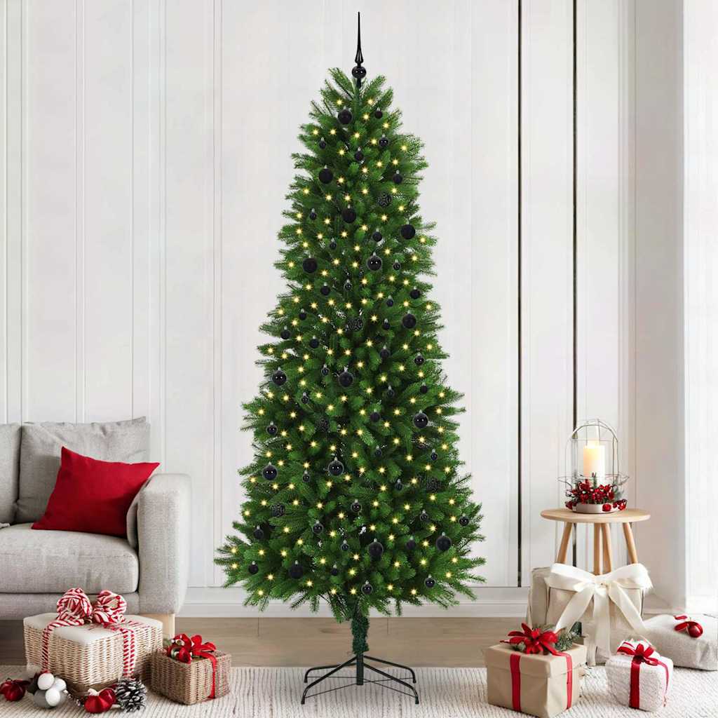 Julgran med 300 LED-lampor med stativ Grön 240 cm PE