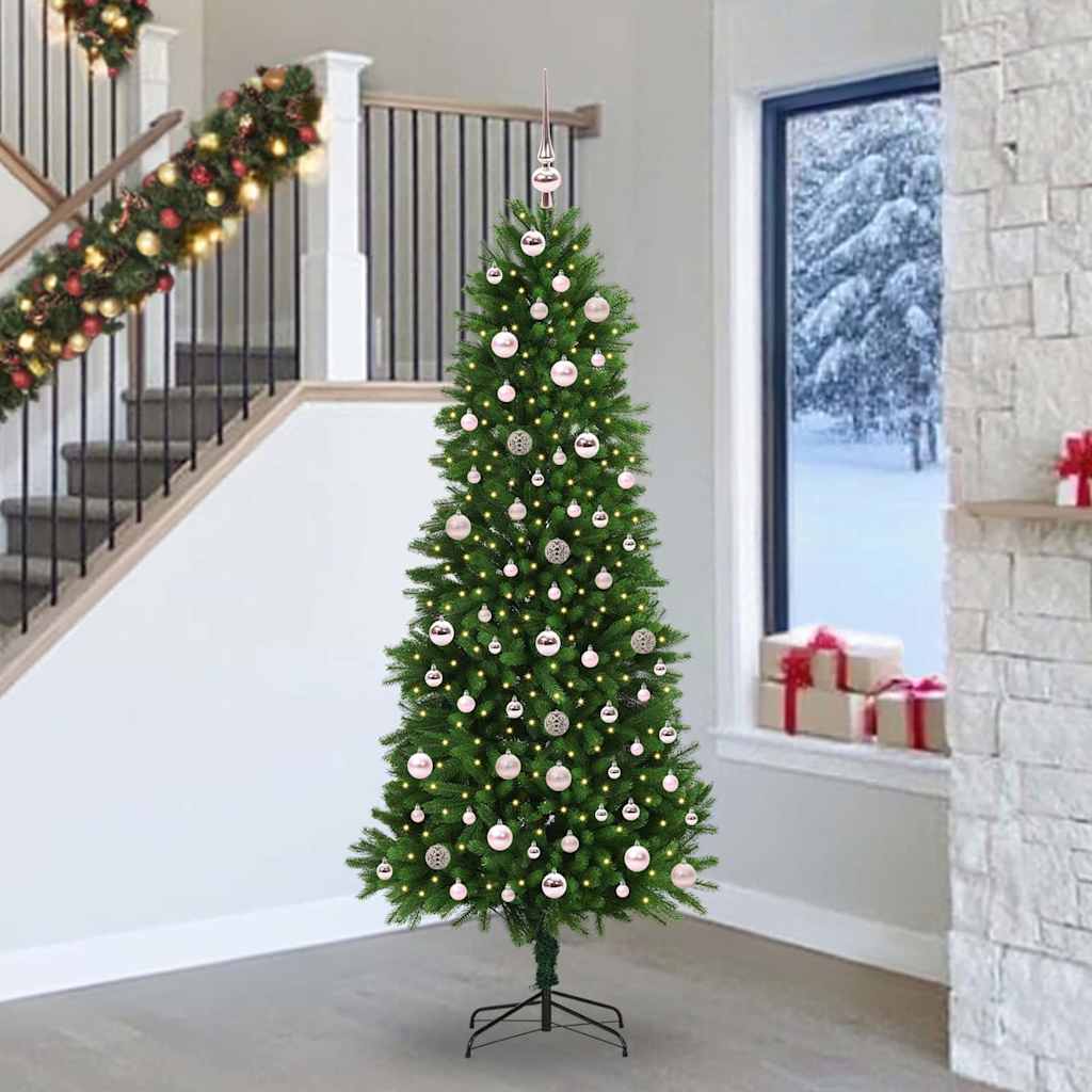 Julgran med 300 LED-lampor med stativ Grön 240 cm PE