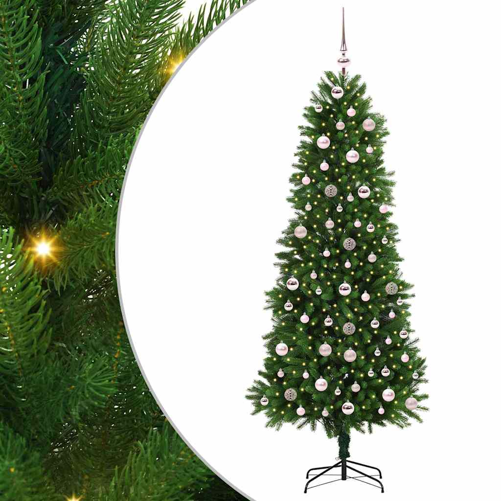 Julgran med 300 LED-lampor med stativ Grön 240 cm PE