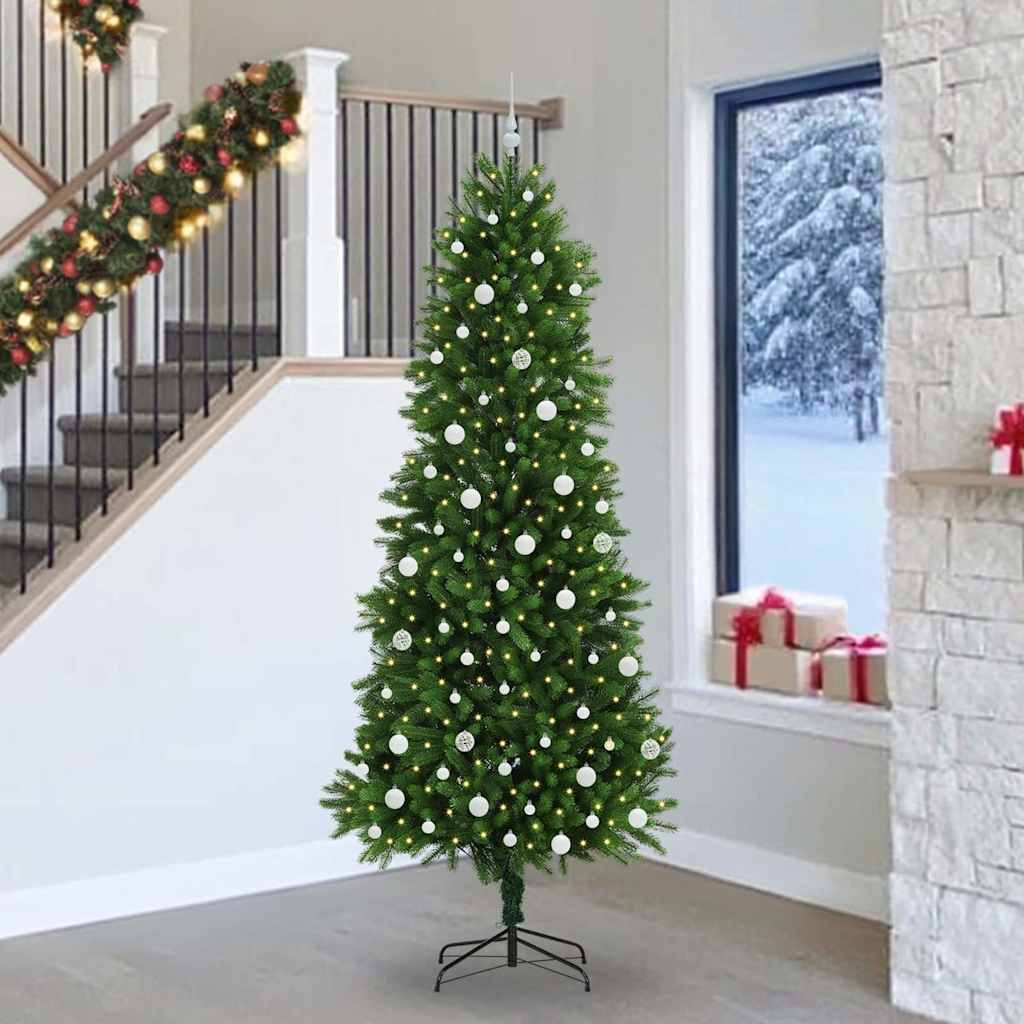 Julgran med 300 LED-lampor med stativ Grön 240 cm PE