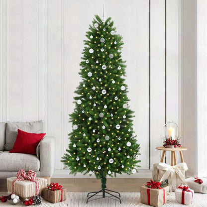 Julgran med 300 LED-lampor med stativ Grön 240 cm PE