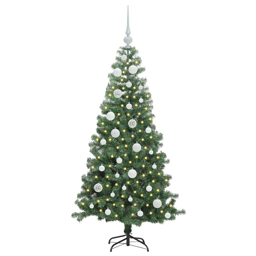 Julgran med 150 LED-lampor med stativ Grön 120 cm PVC