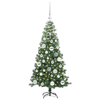 Julgran med 150 LED-lampor med stativ Grön 120 cm PVC