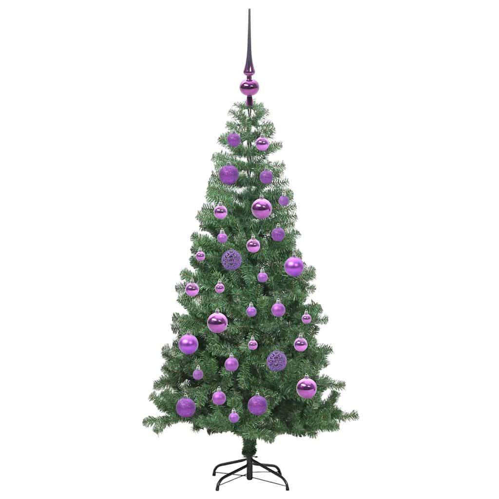 Julgran med 150 LED-lampor med stativ Grön 120 cm PVC