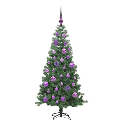 Julgran med 150 LED-lampor med stativ Grön 120 cm PVC