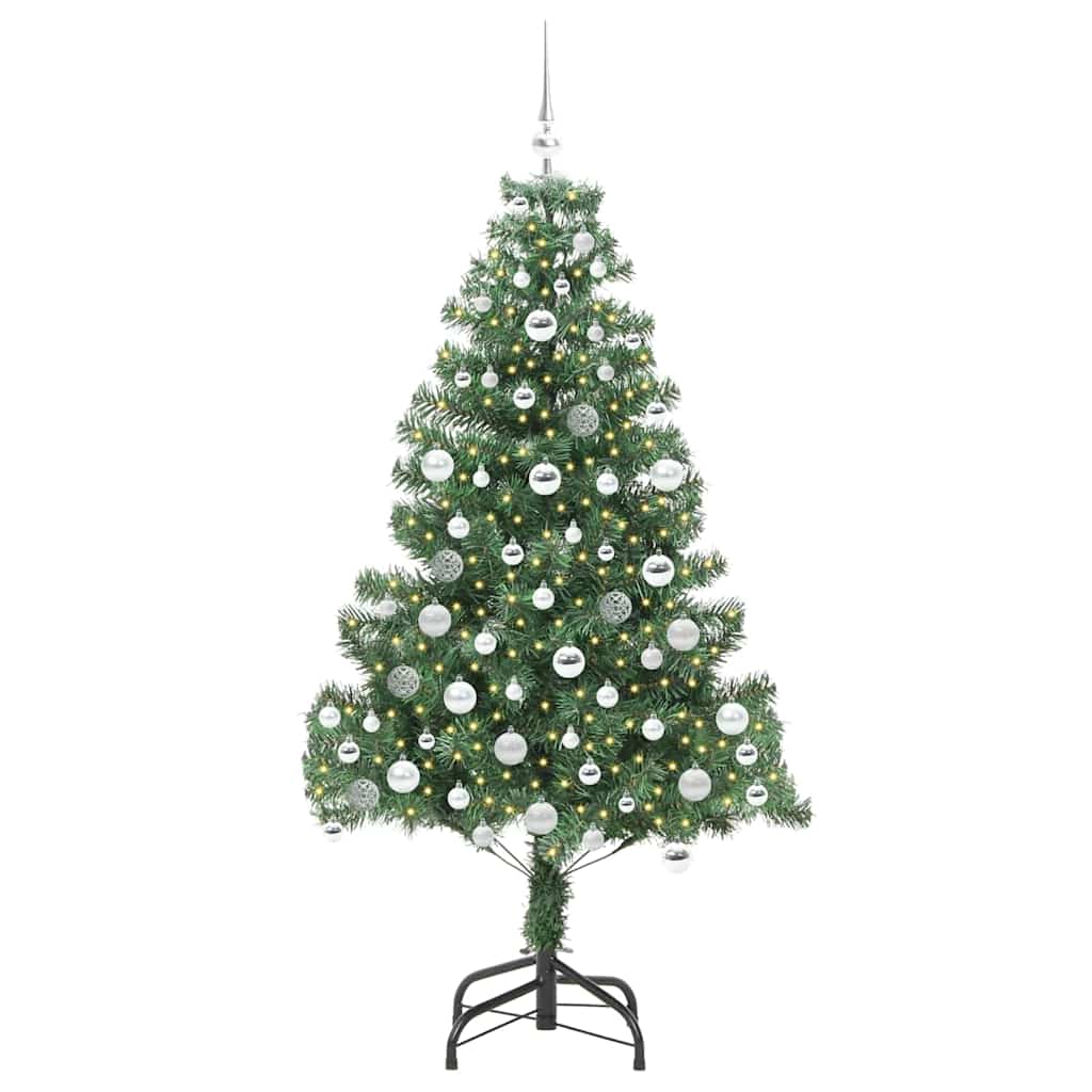 Julgran med 300 LED-lampor med stativ Grön 180 cm PVC