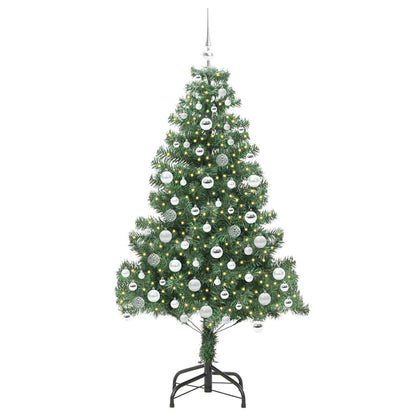 Julgran med 300 LED-lampor med stativ Grön 180 cm PVC