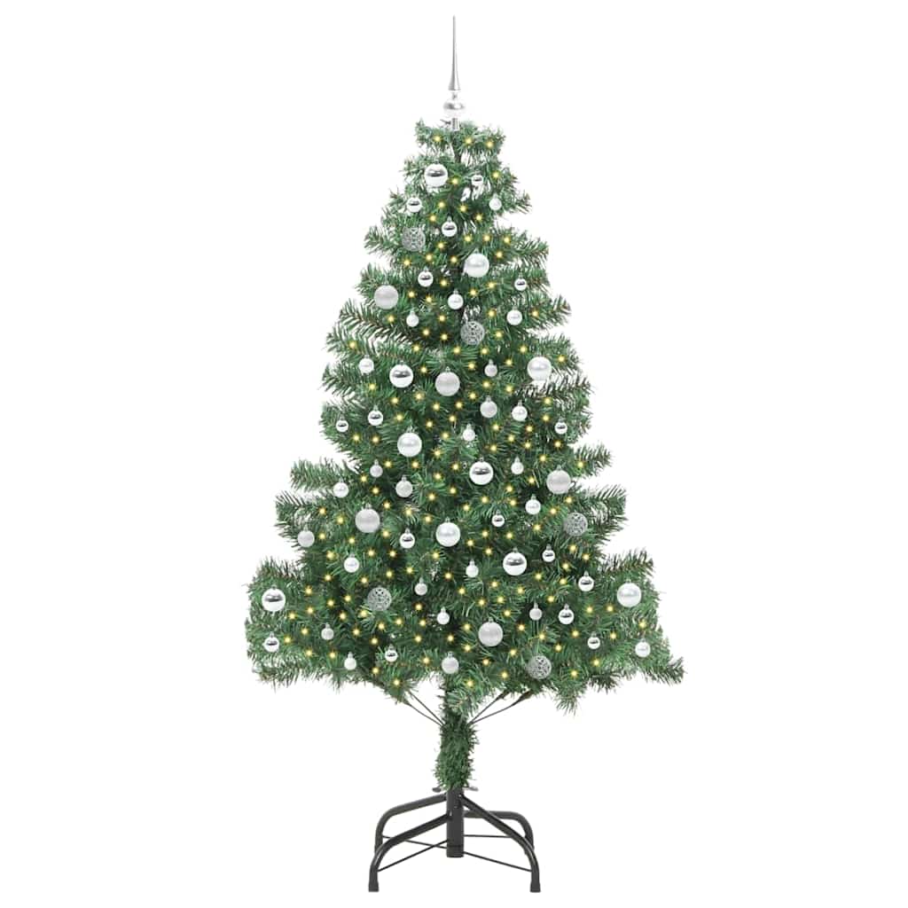 Julgran med 300 LED-lampor med stativ Grön 210 cm PVC