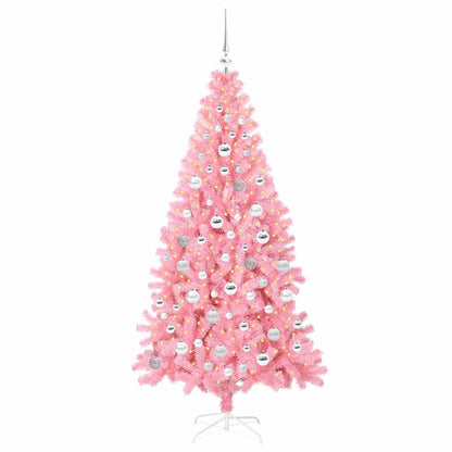 Julgran med 300 LED-lampor med stativ Rosa 180 cm PVC