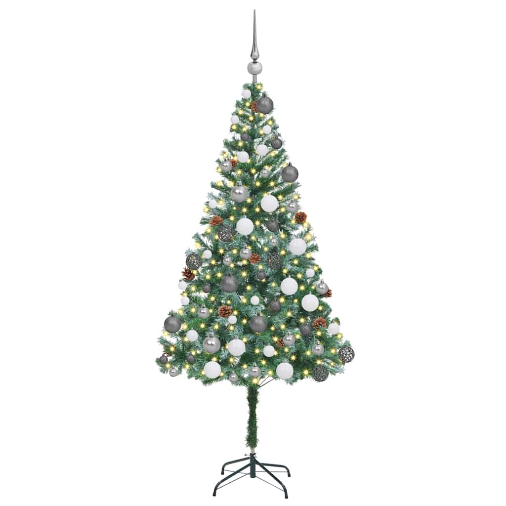 Konstgjord julgran med 300 LED-lampor Grön 180 cm PVC och Stål