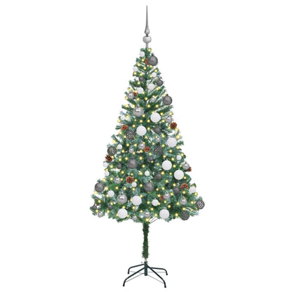 Konstgjord julgran med 300 LED-lampor Grön 180 cm PVC och Stål
