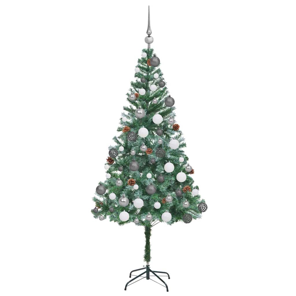 Konstgjord julgran med 300 LED-lampor Grön 180 cm PVC och Stål