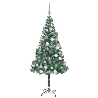 Konstgjord julgran med 300 LED-lampor Grön 180 cm PVC och Stål