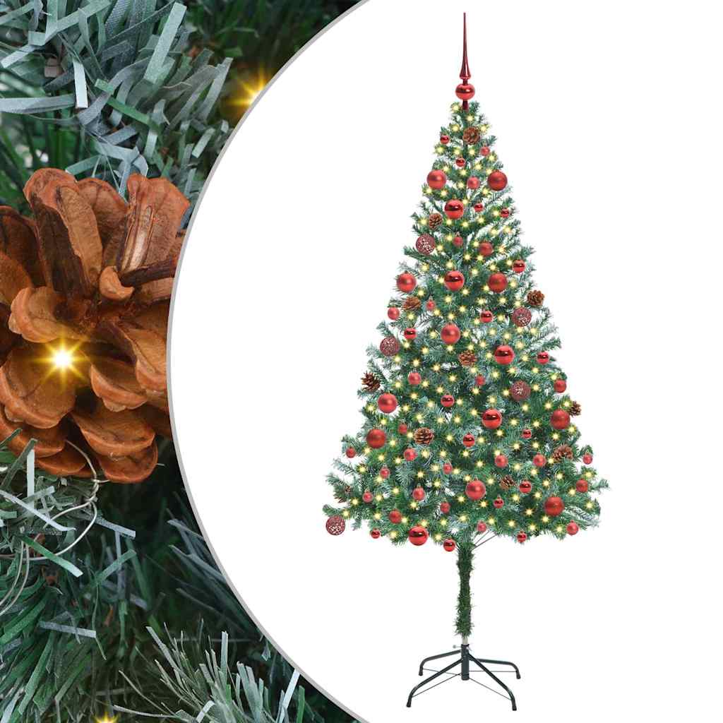 Konstgjord julgran med 300 LED-lampor Grön 180 cm PVC och Stål