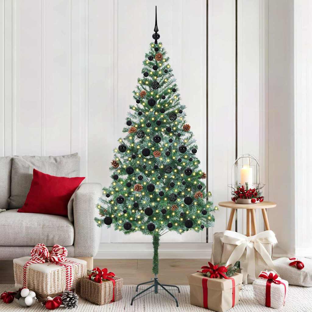 Konstgjord julgran med 300 LED-lampor Grön 180 cm PVC och Stål