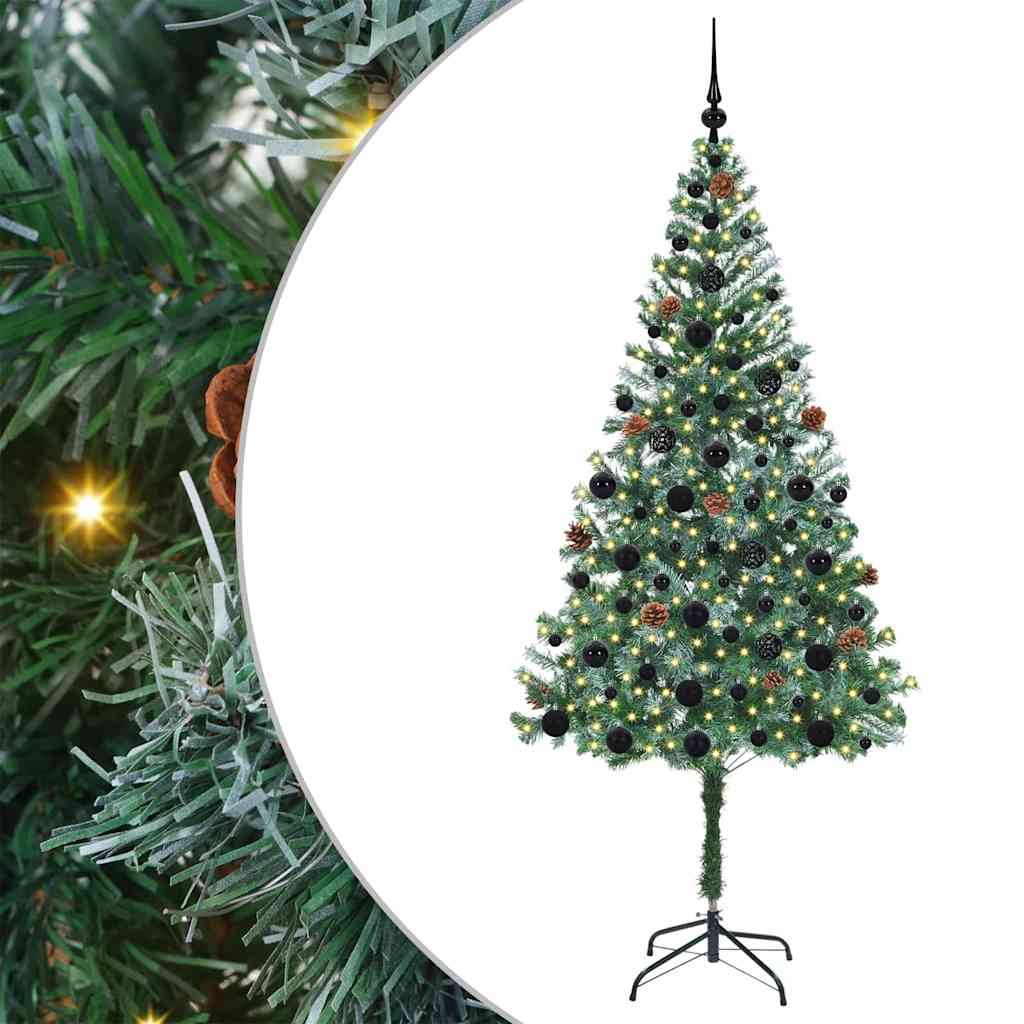 Konstgjord julgran med 300 LED-lampor Grön 180 cm PVC och Stål