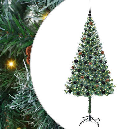 Konstgjord julgran med 300 LED-lampor Grön 180 cm PVC och Stål